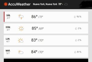 Tormenta fuerte hoy; buen clima el resto del feriado largo en Nueva York